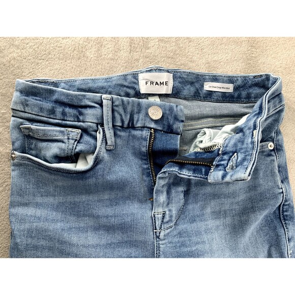 FRAME Le One Crop Mini Bootcut Jeans Light Wash High Rise Stretch Denim Size 1 - Picture 4 of 11